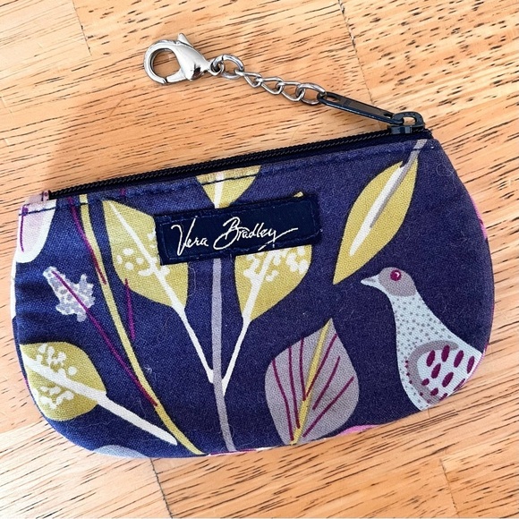 Vera Bradley Floral Nightingale Bird ID Holder Coin Purse Wallet Key Ring - Picture 6 of 7